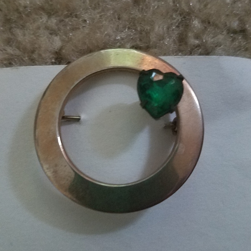 Circle Pin with Heart